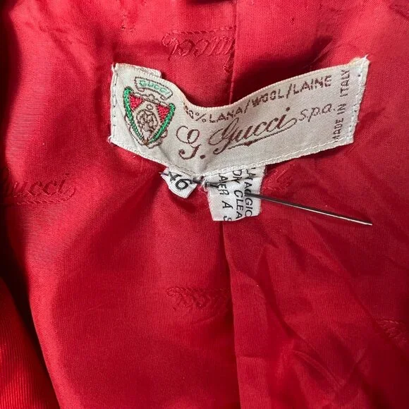 VTG Gucci Red 100% Wool One Button Closure Woman 80's Blazer Made in Italy 14US